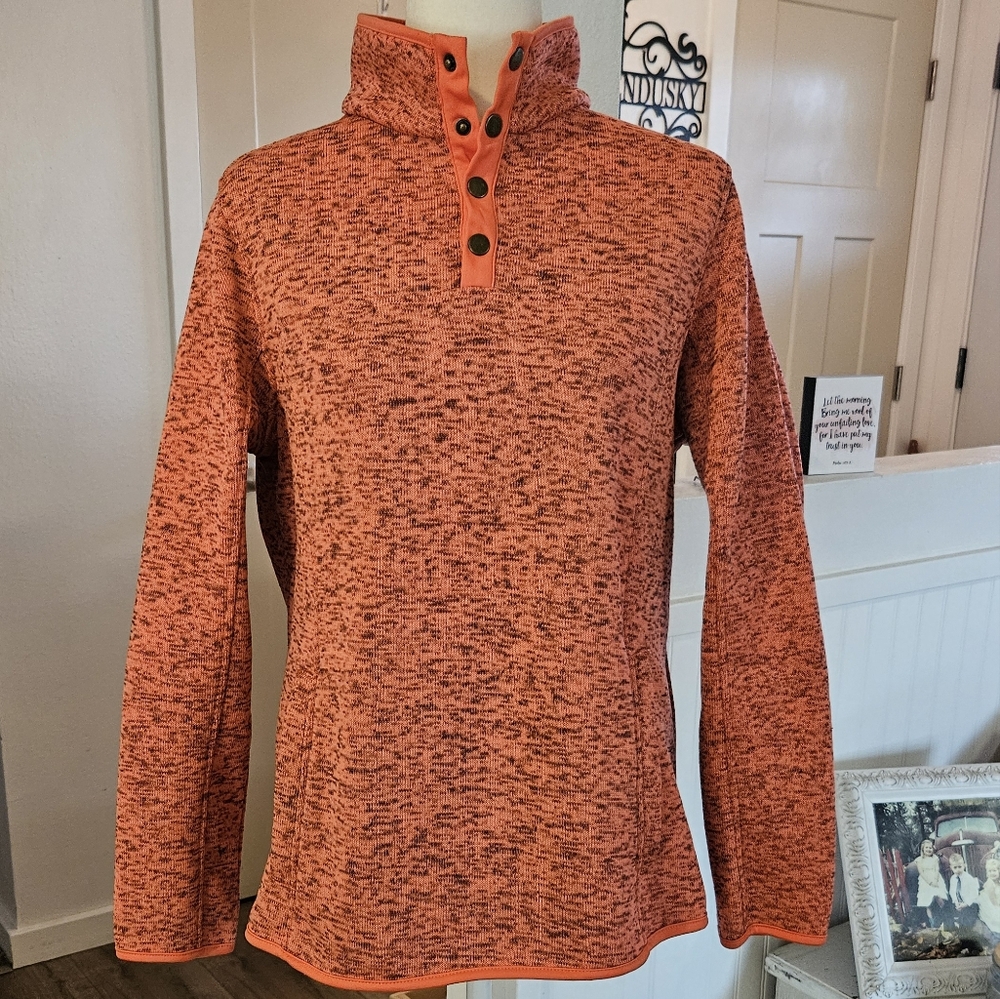 Barely Worn- RUSTOC RIDGE - Orange/Grey 1/4 Snap Front Pullover - Size XL